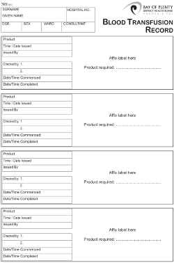 Blood Transfusion Record Blood Transfusion Record