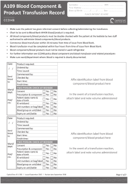 A109 Blood Component & Product Transfusion Record