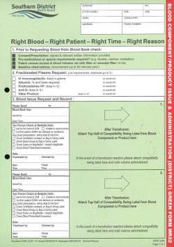 Pre-transfusion checklist Pre-transfusion checklist
