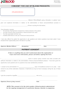 An example of a consent form for transfusion