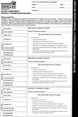 Blood Component / Product Transfusion Record