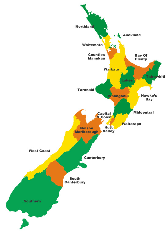 Map of New Zealand. 