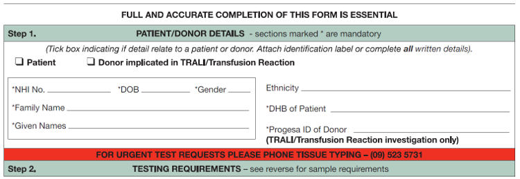 Link to Tissue Typing forms